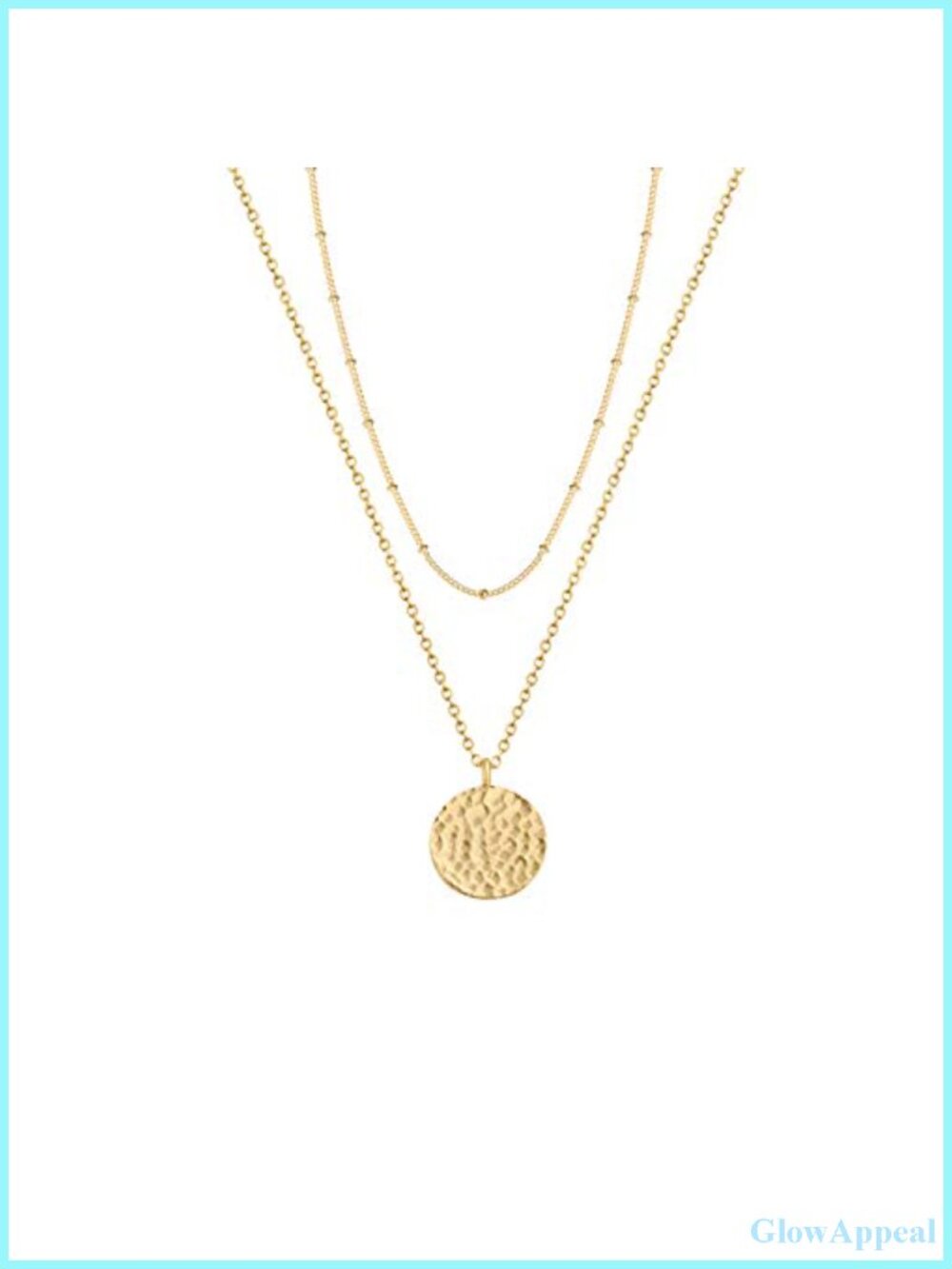 14K Gold Plated Layered Coin Pendant Necklace